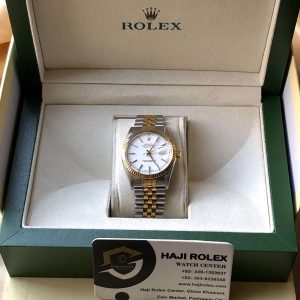 Rolex Men's Datejust Two Tone Fluted White Dial