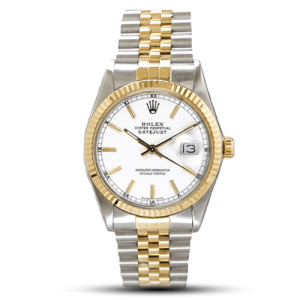 Rolex Men's Datejust Two Tone Fluted White Dial