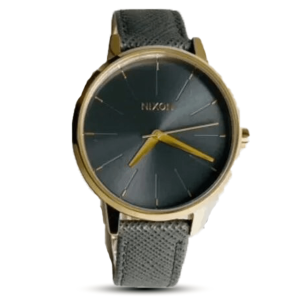 Nixon Kensington Leather 37 MM Light Gold Charcoal