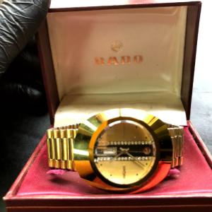 Rado Diastar Gold Black Dial Automatic Day Date Vintage